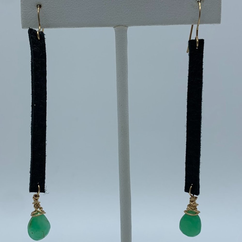 Dana Burke Custom Leather/Peruvian Opal Drop Earrings